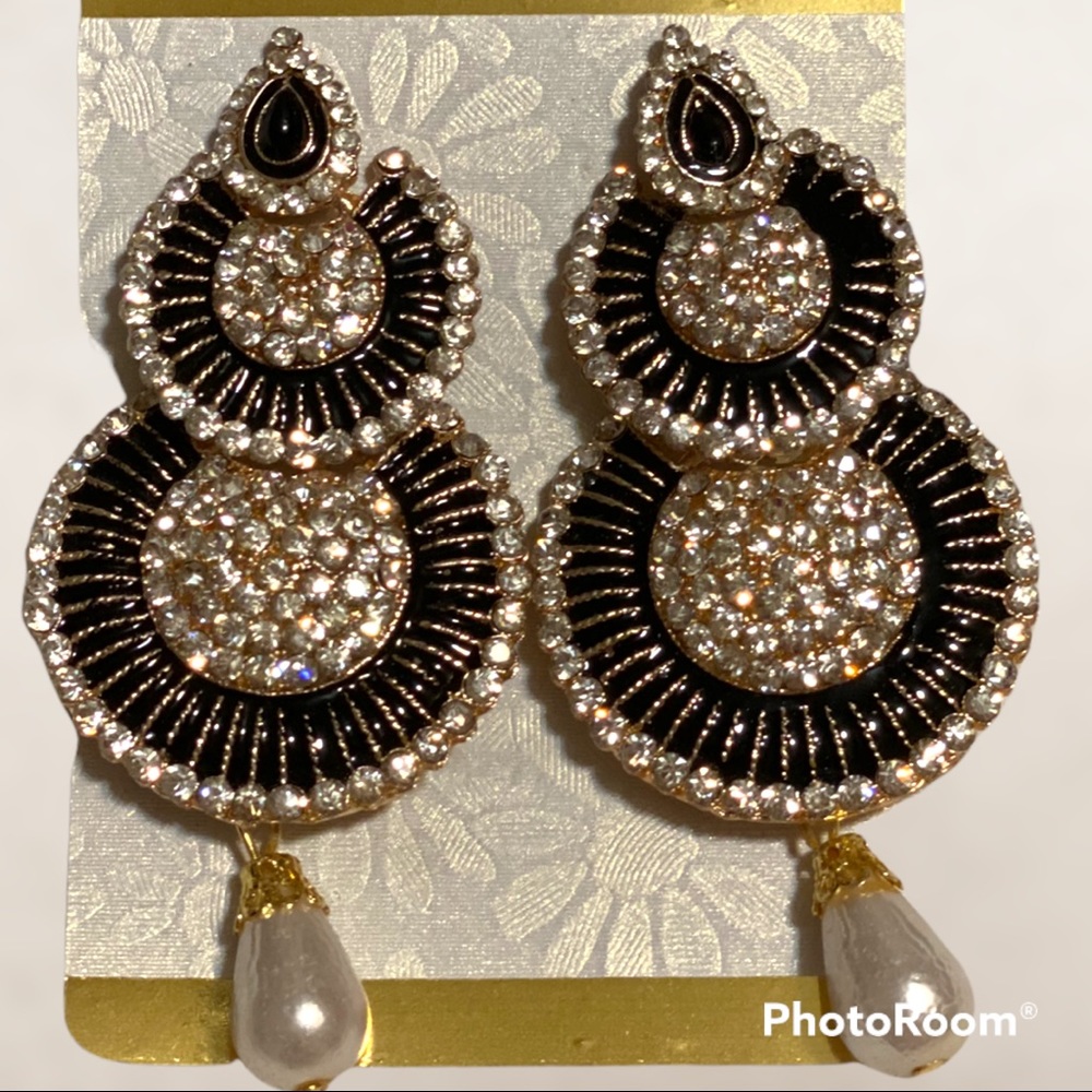 Gold N Black Danglers